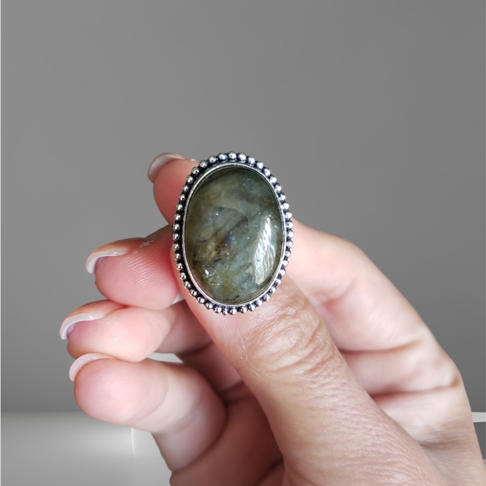 Sterling Silver Overlay Labradorite Ring 8 1/4
